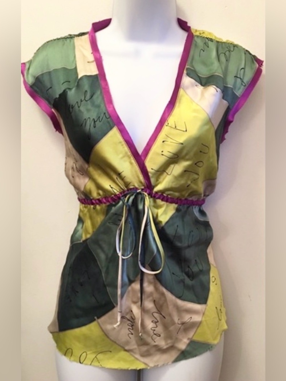 Colorful silk POLECI blouse Sz 4 (XS)
